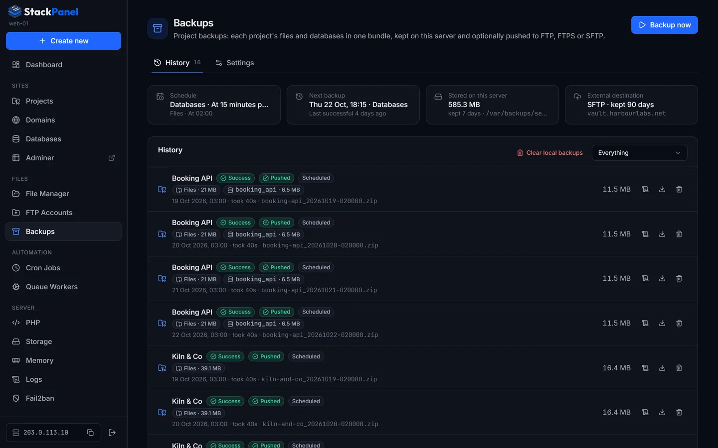 Backup history in StackPanel